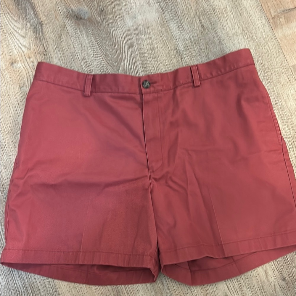 L.L. Bean Red Flat Front Shorts Crisp Cotton Summer Essential